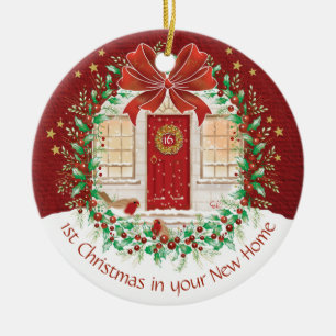 Neues Zuhause des Paares 1. Weihnachts, 2 Keramik Ornament