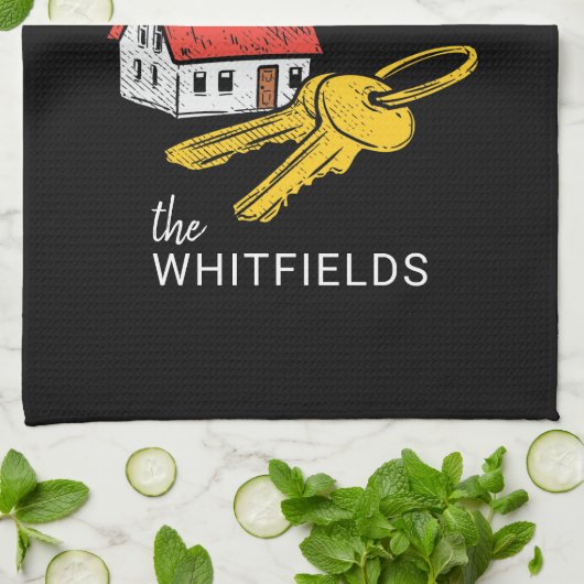 Neues Zuhause-Eigentümer Housewarming-Party Geschirrtuch (Gefaltet)