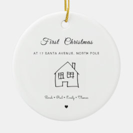 neues Zuhause erstes Weihnachtshaus zeichne niedli Keramik Ornament
