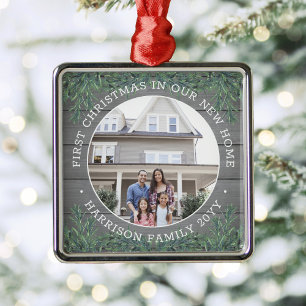 Neues Zuhause Foto 1. Weihnachten Faux Grau Holz & Ornament Aus Metall