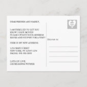 Neues Zuhause-Foto, das ich verschoben habe Ankündigungspostkarte (Rückseite)