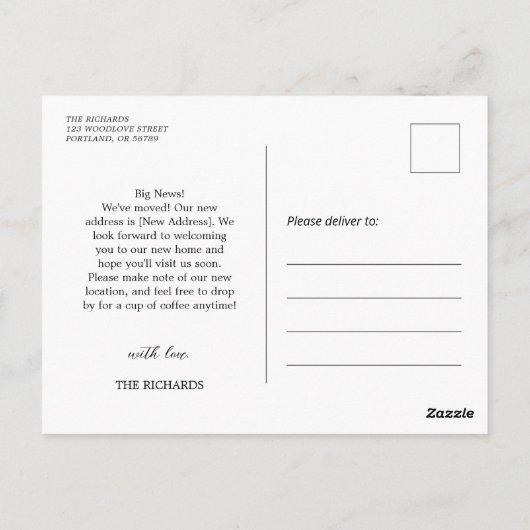 Neues Zuhause-Foto, das wir verschoben haben Ankün Postkarte (Rückseite)