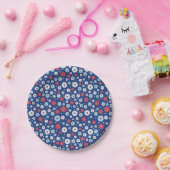 Neues Zuhause-Geschenk | Rote und weiße Flora Pappteller (Party)