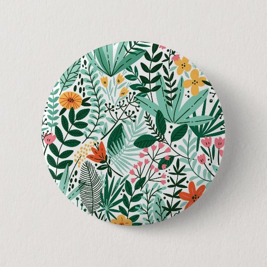 Neues Zuhause-Geschenk tropischer nahtloser Blüte Button (Vorderseite)