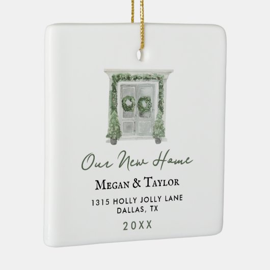 Neues Zuhause-Geschenk Unser neues Zuhause Holiday Keramikornament (Rechts)