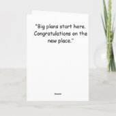 Neues Zuhause, große Pläne – Lustiges neues Zuhaus Karte (Rückseite)