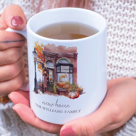 Neues Zuhause Herbsttür-Foto Kaffeetasse