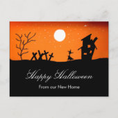 Neues Zuhause Spuk House Halloween Ankündigungspostkarte (Vorderseite)