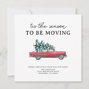 Neues Zuhause Vintage rotes Auto Weihnachtsbaum Um Ankündigung