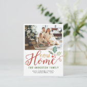 Neues Zuhause Weihnachtsfest-Foto Ankündigungspostkarte (Stehend Vorderseite)