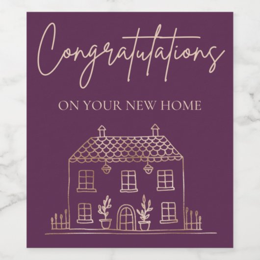 Neues Zuhause Weinflaschen-Etikett Weinetikett (Einzelnes Label)