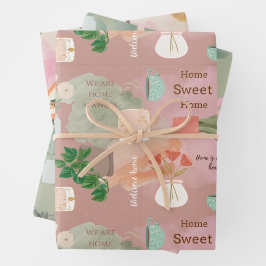 Neues Zuhause Wrapping Paper Flat Sheet Set 3 Geschenkpapier Set (Beispiel)