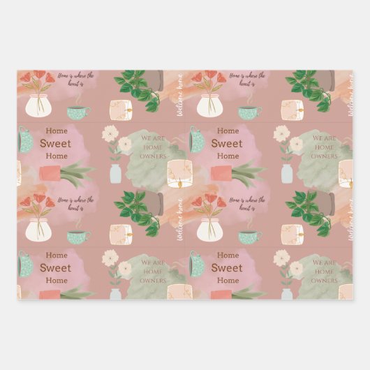 Neues Zuhause Wrapping Paper Flat Sheet Set 3 Geschenkpapier Set (Vorderseite)