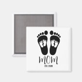 Neues Zwillingsmama-Baby-Fußabdrücke-Script-Est-Da Magnet (Vorderseite/Rückseite)