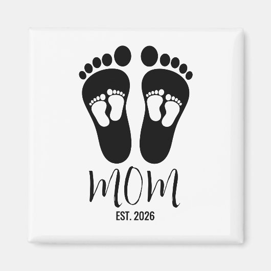 Neues Zwillingsmama-Baby-Fußabdrücke-Script-Est-Da Magnet (Vorne)