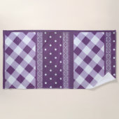 Neueste Designs in Weiß und Lila kariert Strandtuch (Vorderseite)