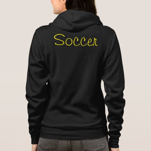 Neueste Fußball-Mama Gelb und Schwarz Fußball. Hoodie (Rückseite)