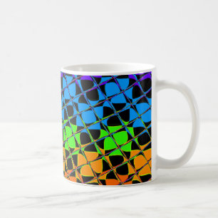 Neueste kantige, farbenfrohe karierte Regenbogen-M Kaffeetasse
