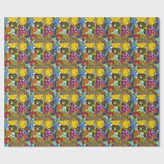 Neueste Phantastische Blumenmuster Design Kunst Geschenkpapier (Flach)