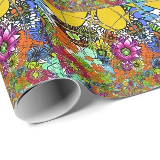 Neueste Phantastische Blumenmuster Design Kunst Geschenkpapier (Rolleneckpunkt)