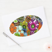Neueste Phantastische Blumenmuster Design Kunst Ovaler Aufkleber (Umschlag)