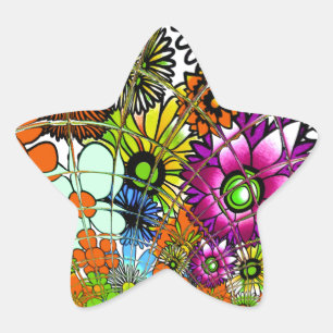 Neueste Phantastische Blumenmuster Design Kunst Stern-Aufkleber