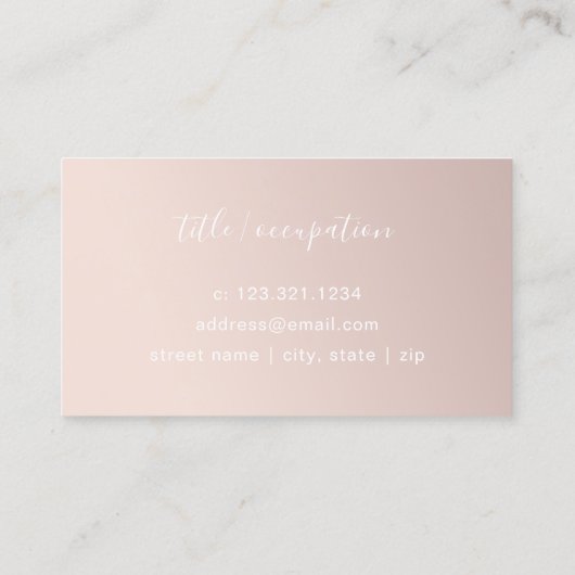 Neueste Rose Visitenkarte (Rückseite)