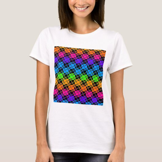 Neueste schöne Regenbogenfarben mit Schachbrettmus T-Shirt (Vorderseite)