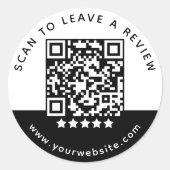 Neueste Schwarz-weiße QR-Code 5 Star Review Runder Aufkleber (Vorderseite)