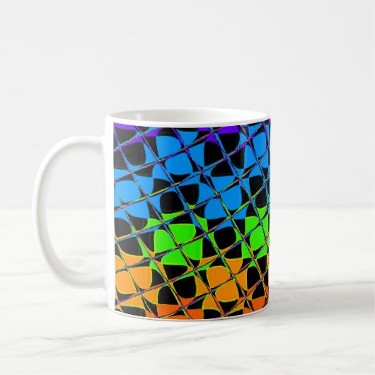 Neuestes Edgy Colorful Checkered Rainbow-Muster Kaffeetasse (Links)