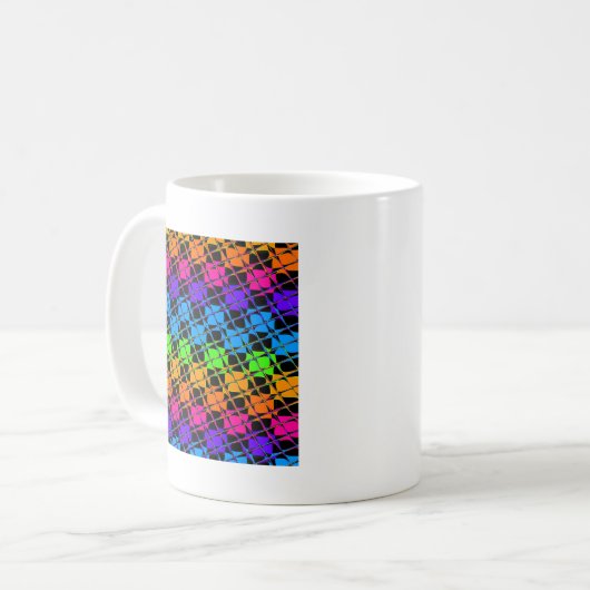Neuestes Edgy Colorful Checkered Rainbow-Muster Kaffeetasse (Vorderseite Links)