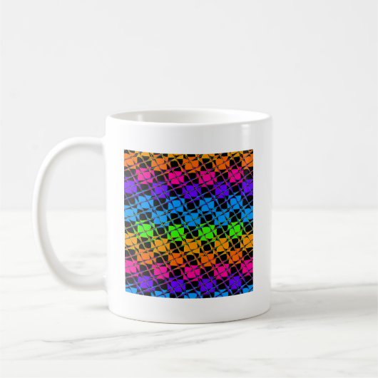 Neuestes Edgy Colorful Checkered Rainbow-Muster Kaffeetasse (Links)