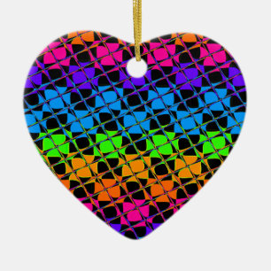 Neuestes Edgy Colorful Checkered Rainbow-Muster Keramik Ornament