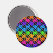 Neuestes Edgy Colorful Checkered Rainbow-Muster Magnet (Vorderseite/Rückseite)