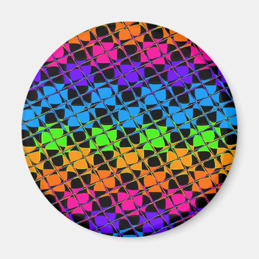Neuestes Edgy Colorful Checkered Rainbow-Muster Magnet (Vorne)