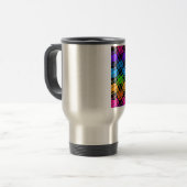Neuestes Edgy Colorful Checkered Rainbow-Muster Reisebecher (Vorderseite Links)