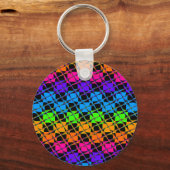 Neuestes Edgy Colorful Checkered Rainbow-Muster Schlüsselanhänger (Vorderseite)