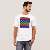 Neuestes Edgy Colorful Checkered Rainbow-Muster T-Shirt (Vorne ganz)