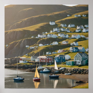 Neufundland Außenposten an einem sonnigen Tag (KI) Poster