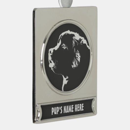 Neufundland-Dekoration Personalisierter Hunde Banner-Ornament Silber (Rechts)
