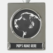 Neufundland-Dekoration Personalisierter Hunde Banner-Ornament Silber (Vorderseite)