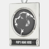 Neufundland-Dekoration Personalisierter Hunde Banner-Ornament Silber (Links)