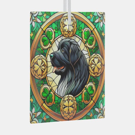 Neufundland Dog Celtic Glass Ornament Suncatcher (Vorderseite Rechts)