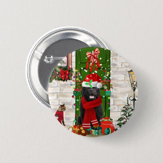 Neufundland Dog Christmas Throw Pillow Button (Vorne & Hinten)