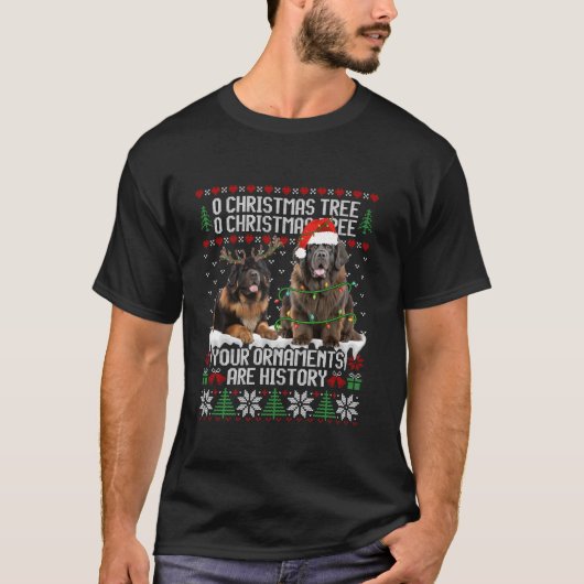 Neufundland Dog Christmas Tree Lights Welppy Dog L T-Shirt (Vorderseite)