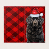 Neufundland Dog Holiday Red Karierte Weihnachtskar (Außenseite Aufgefaltet)