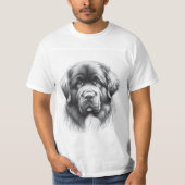 Neufundland Dog Pencil Soft Sketch von Artist Gent T-Shirt (Vorderseite)
