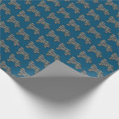 Neufundland Dog Silhouette Y&B Grid Blue Geschenkpapier (Ecke)