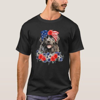 Neufundland Hund Bandana American Flag 4. Juli T-Shirt