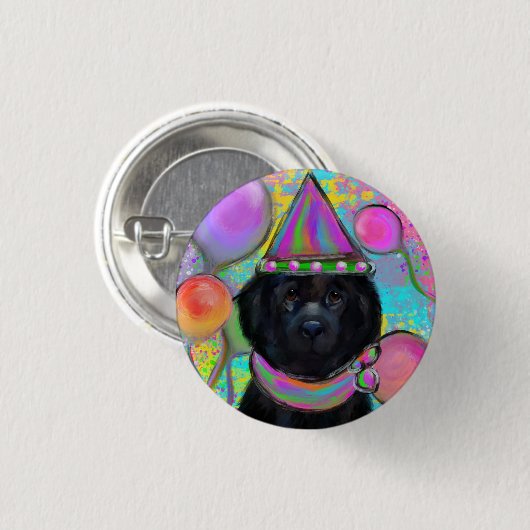 Neufundland-Hund Button (Vorne & Hinten)